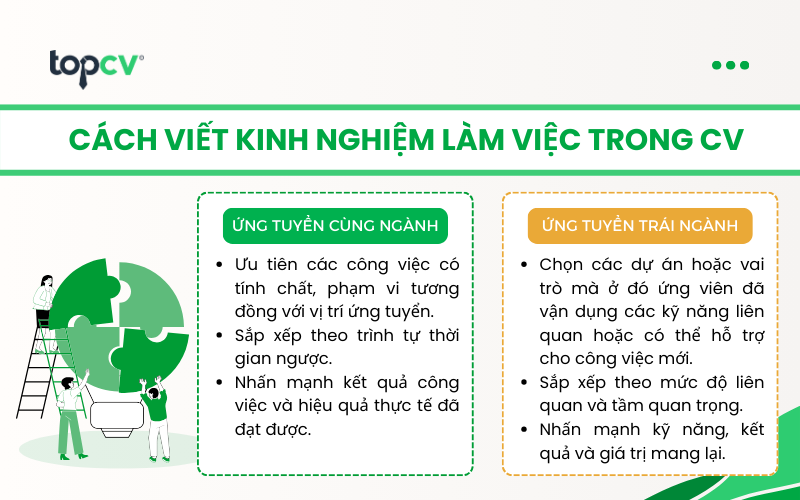 Cách viết kinh nghiệm làm việc trong CV